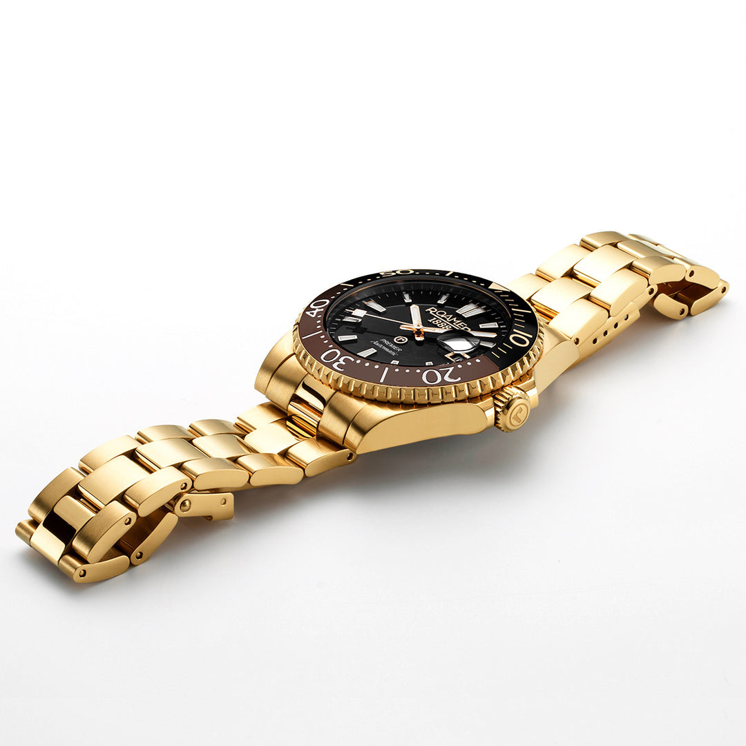 Roamer 986983 48 85 20 Premier Automatic 42mm Black Dial Brown PVD Stainless Steel Bracelet Men's Watch