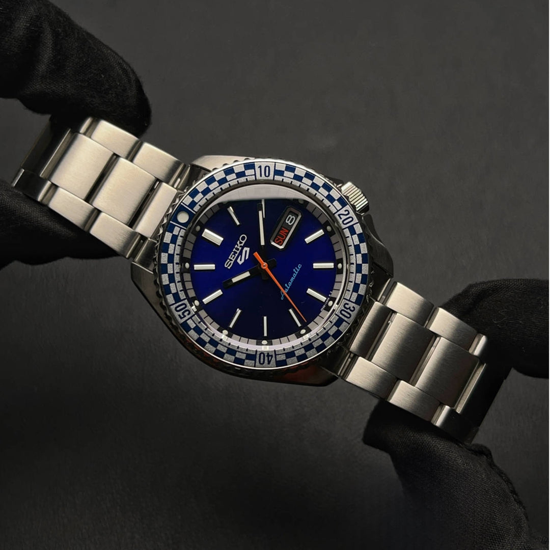 Seiko 5 Sports Petrol Blue ‘Checker Flag’ Special Edition SRPK65K1 Men's Watch