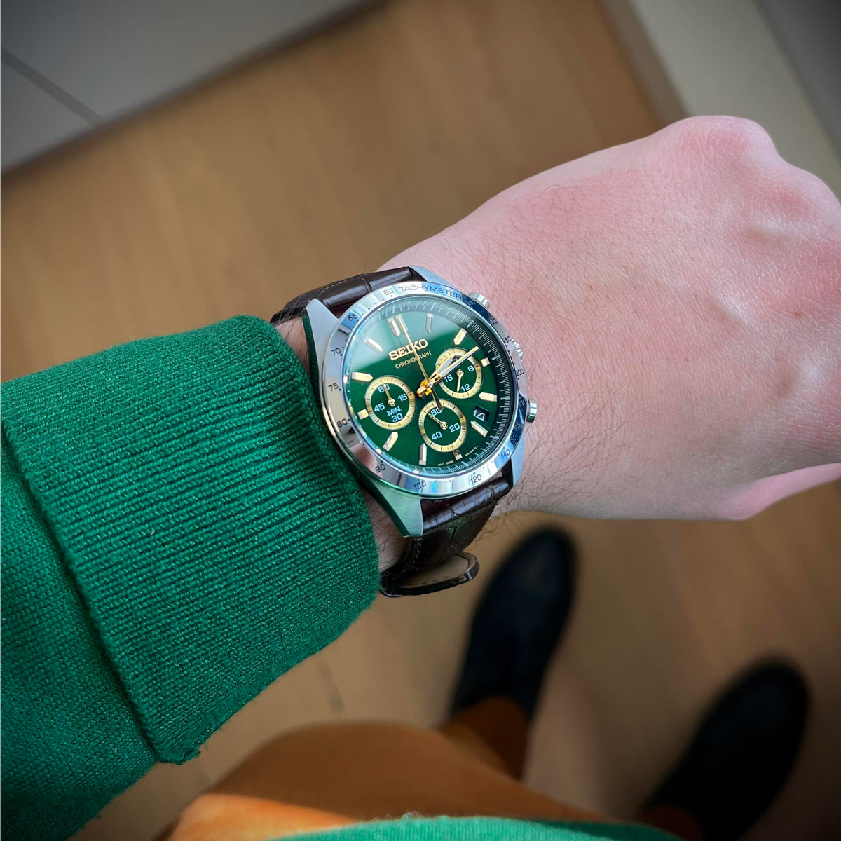 Seiko Spirit Chronograph SBTR017 'JDM' Quartz Analog Green Strap