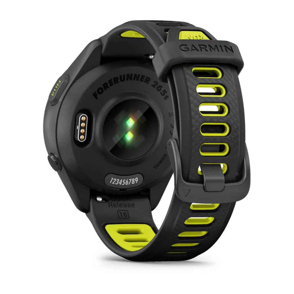 Garmin Forerunner® 265S 010-02810-13 Black Bezel and Case with Black/Amp Yellow Silicone Band
Women’s Watch