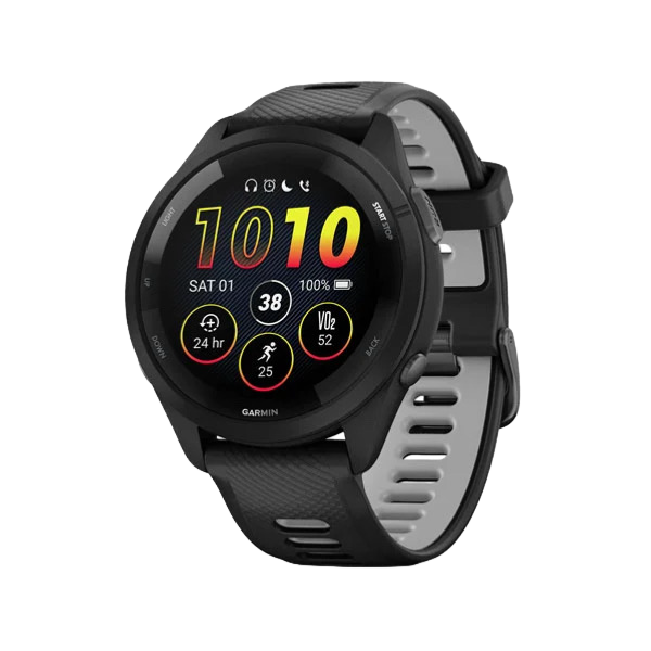 Garmin Forerunner® 265 010-02810-40
Black Bezel and Case with Black/Powder Gray Silicone Band Men's & Women's Watch