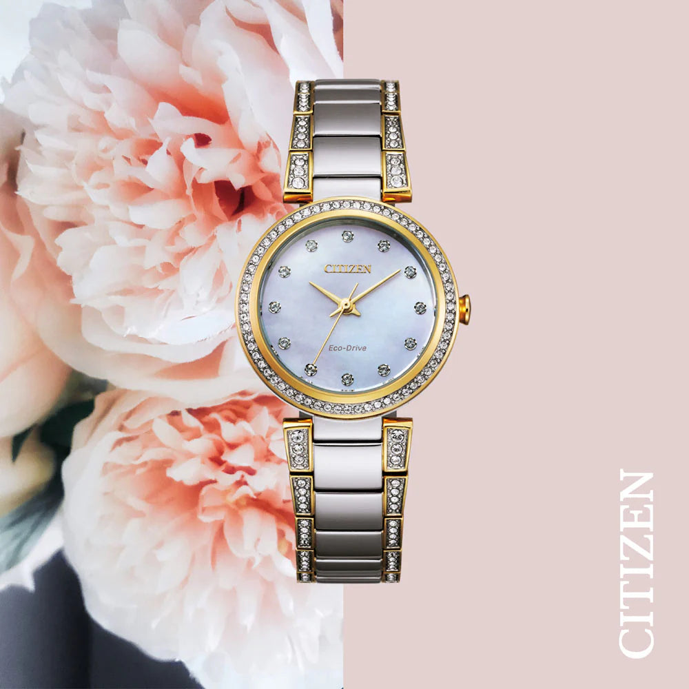Citizen EM0844-58D Eco drive Silhouette Crystal Two Tone Steel Women's Watch