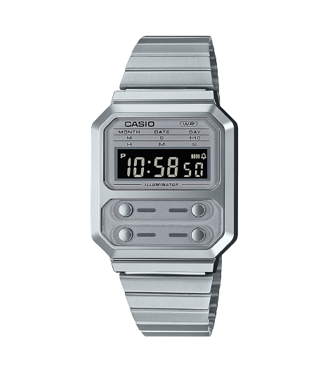 Casio Vintage A100WE-7BEF Collection Vintage Stainless Steel Digital Men's Watch