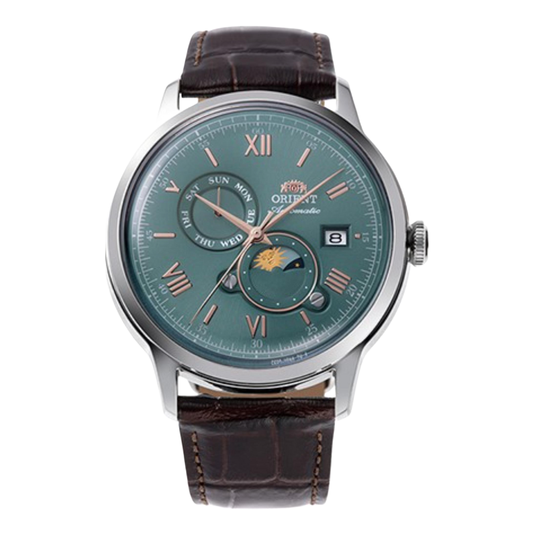 Orient Bambino RA-AK0805E30B Sun & Moon Automatic (41.5mm) Green Dial / Brown Leather Strap
Men's Watch
