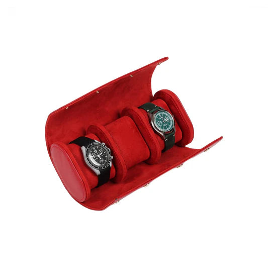 3 Slots Luxury Red Watch Storage Box/ Roll Travel Case Chic Portable Vintage Leather