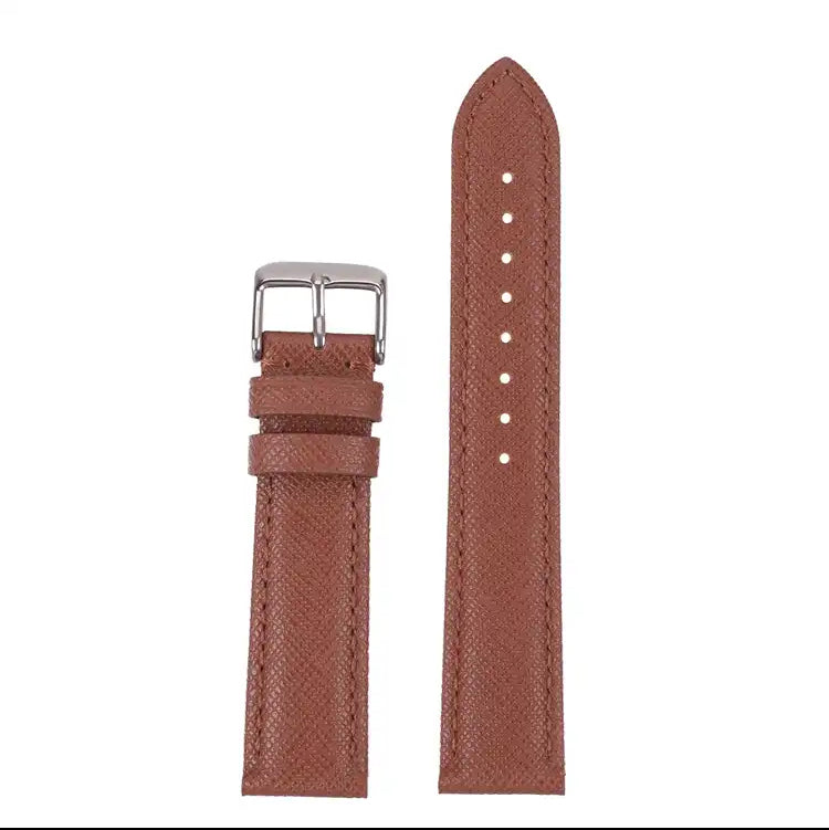 Genuine Leather Checkered Cross Pattern 18mm, 20mm and 22mm Replacement Watch Strap for Seiko, Citizen, Casio, etc