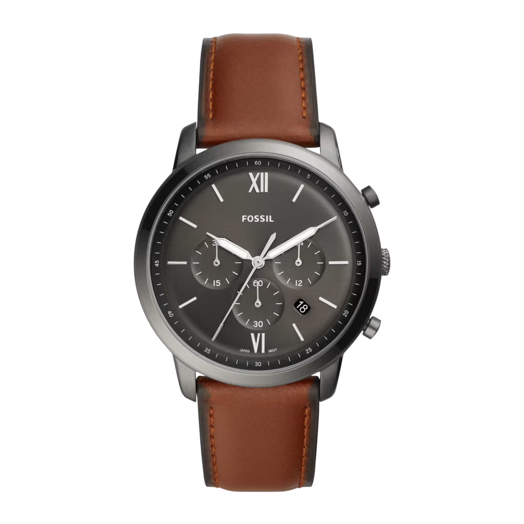 Fossil FS5512 Neutra Grey Dial Chronograph Dial Brown Leather Strap Men's Watch