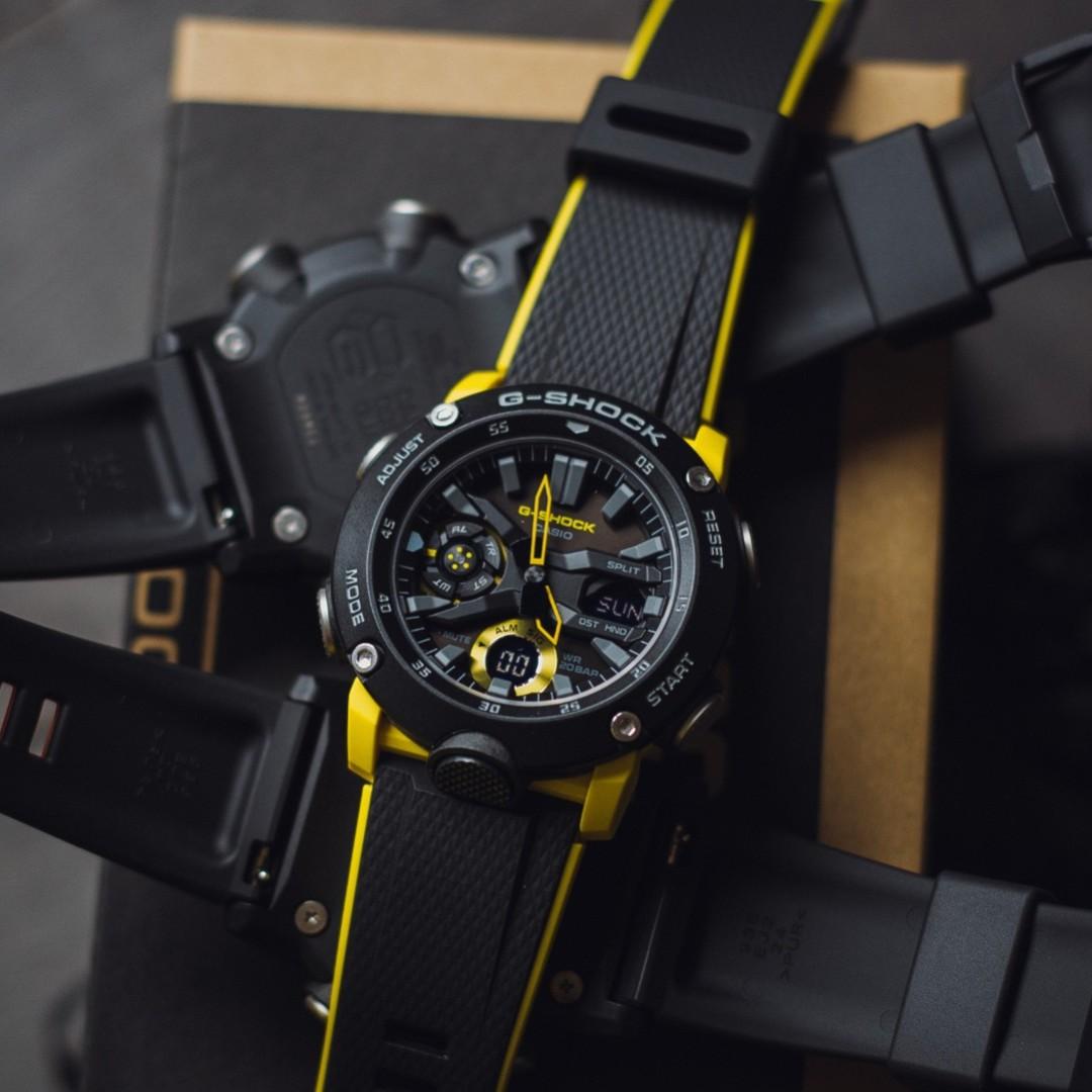 Casio G-Shock GA-2000-1A9ER Carbon Core Guard Black Yellow Rubber