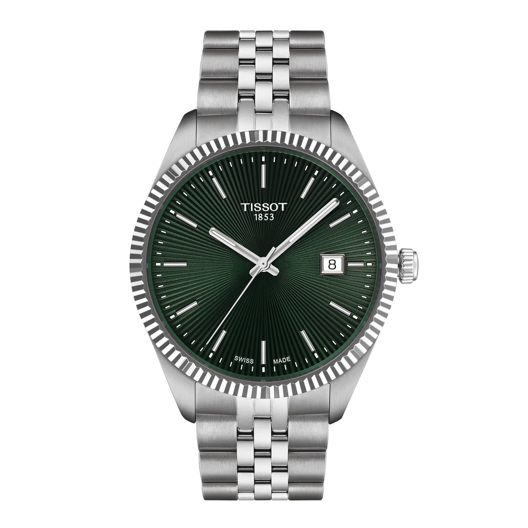 Tissot T1564101109100 Ballade 40mm Deep Green Guilloché Dial Stainless Steel Bracelet Men's Watch
