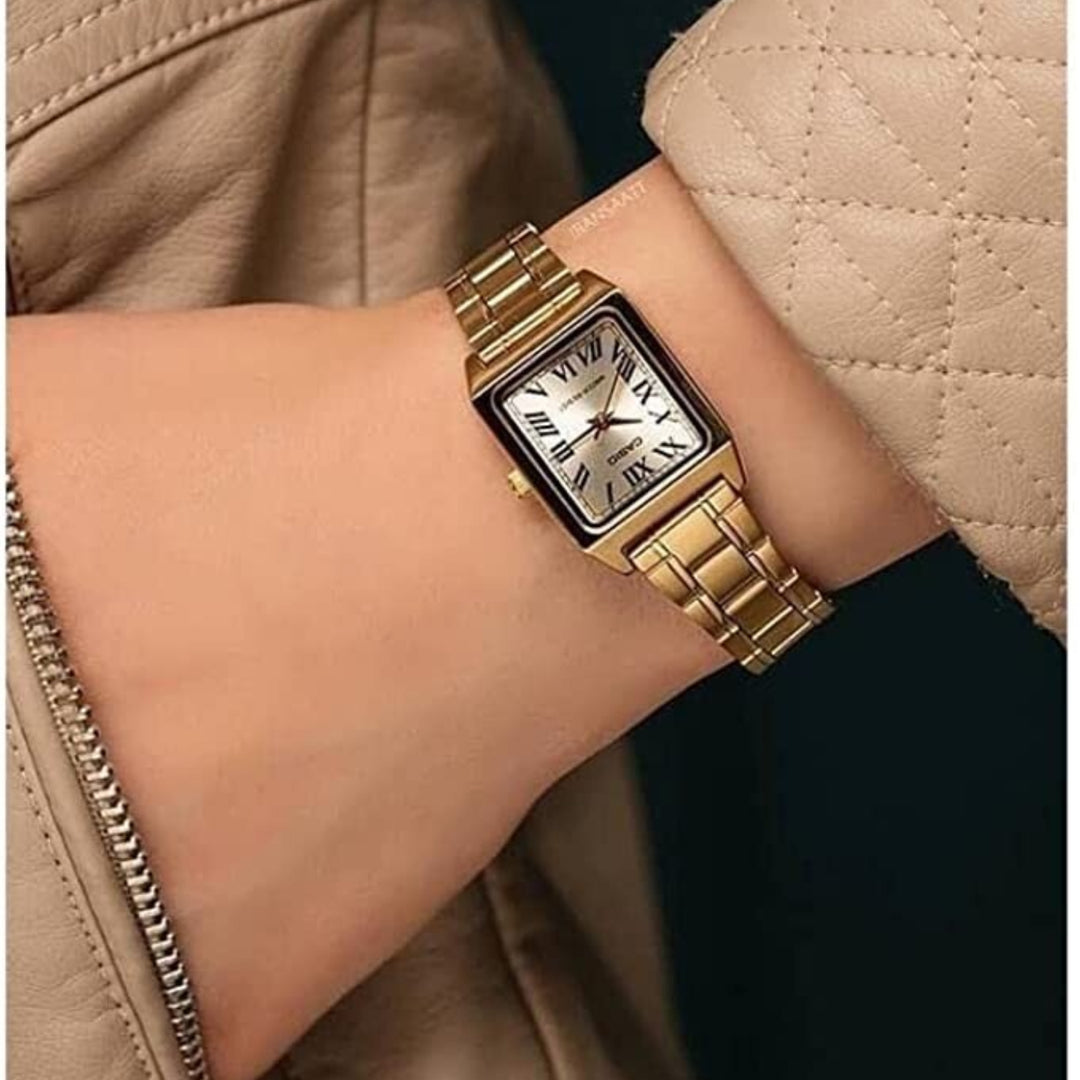 Casio LTP-V007G-9B Cartier Tank Style Analog Quartz Gold Stainless Steel Women’s Watch