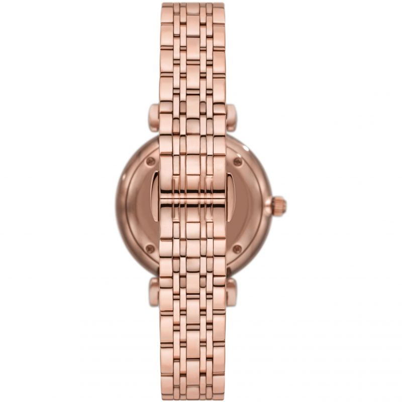 Emporio Armani AR11446 Silver Crystal Set Dial Rose Gold Stainless Steel Bracelet Women's Watch
