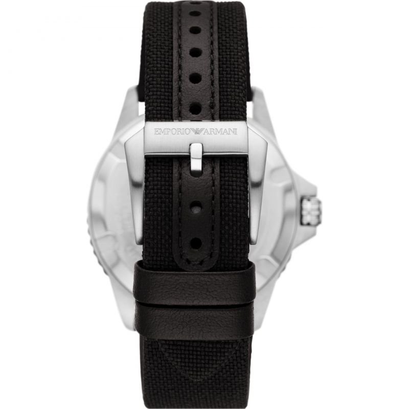 Emporio Armani AR11465 Silver Dial Black Fabric Strap Men's Watch