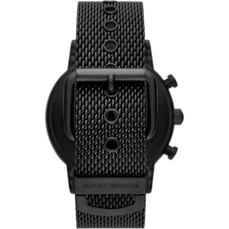 Emporio Armani AR11470 Green Dial Black Steel Mesh Bracelet Chronograph Men's Watch