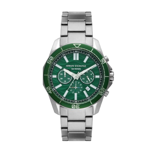 Armani Exchange AX1957 44mm Green Chronograph Dial Stainless Steel Bracelet Men's Watch