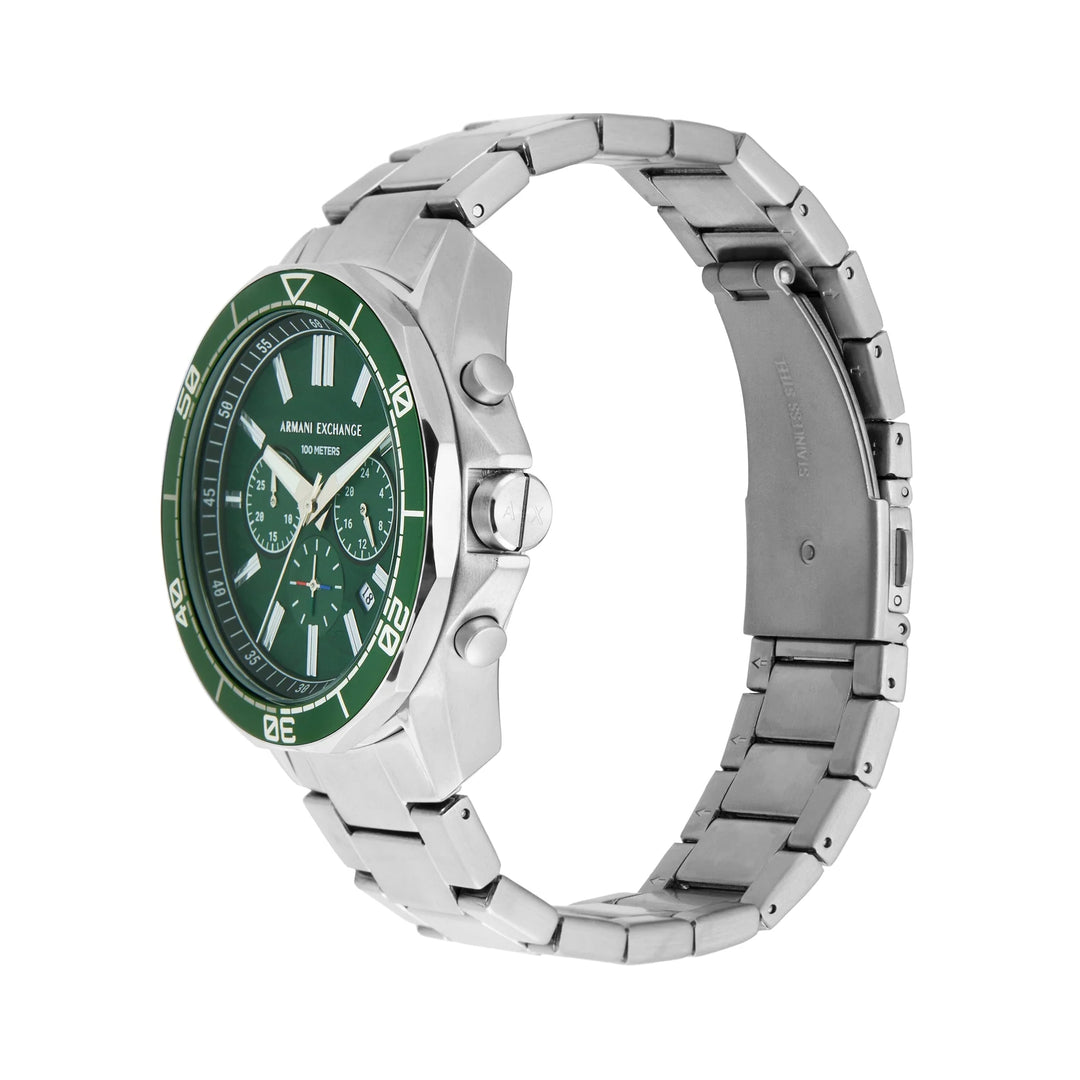 Armani Exchange AX1957 44mm Green Chronograph Dial Stainless Steel Bracelet Men's Watch