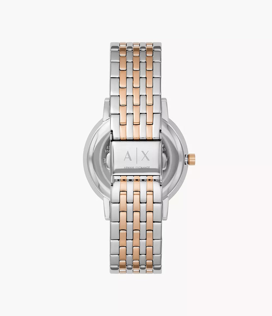 Armani Exchange AX5580 Silver Crystal Set Dial Two Tone Stainless Steel Bracelet Women's Watch