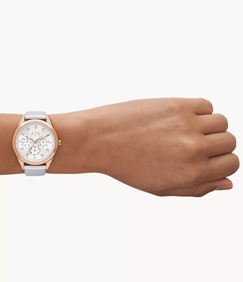 Armani Exchange AX5660 Silver Dial Silver Fabric Strap Women's Watch