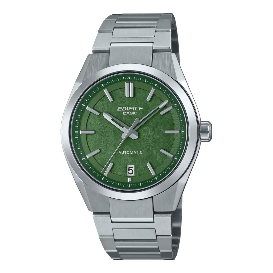 Casio EFK-100 Series Mechanical EFK-100D-3AER(39mm) Green Forged Carbon-Style Dial / Stainless Steel Bracelet Men’s Watch
