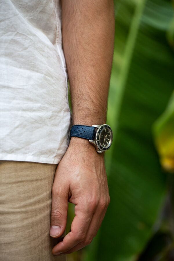 22mm Blue Premium-Grade Vulcanized Tropic Rubber Watch Strap For Seiko Divers and other Divers Waterproof