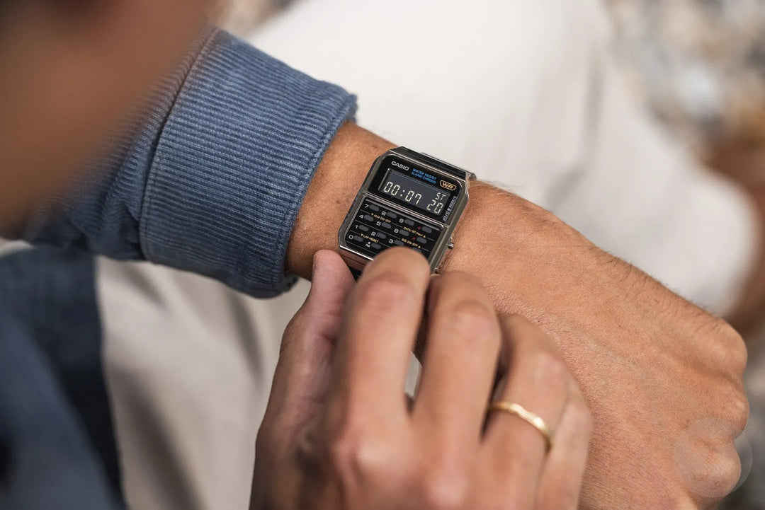 Casio Vintage Calculator Black IP Plated Gun Metal Bracelet CA-500WEGG-1B Men's & Women’s Watch
