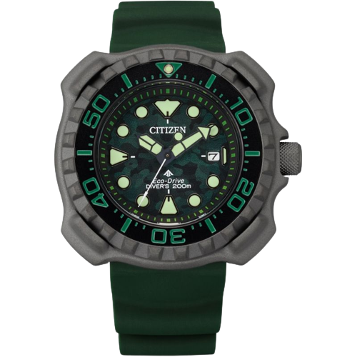 Citizen BN0228-06W Eco-Drive Promaster Green Silicone Strap WR200 Men's Watch