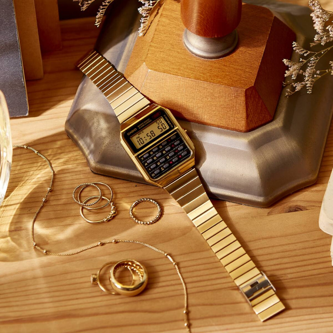 Casio Vintage Calculator Gold IP Plated Gold Bracelet CA-500WEG-1AVT Men's & Women’s Watch