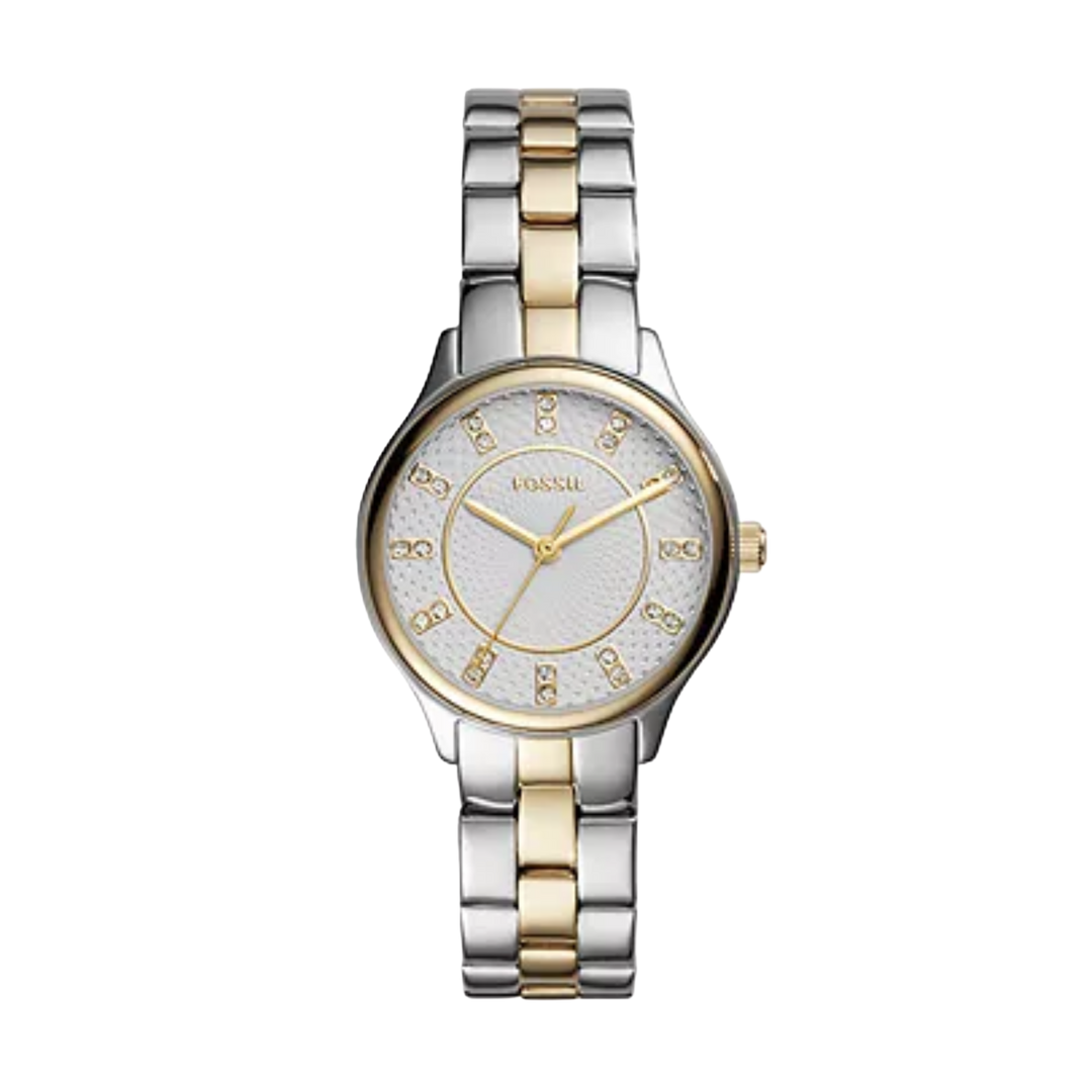 Fossil BQ1574 Modern Sophisticate Textured Dial Three-Hand Stainless Steel Two Tone Women's Watch