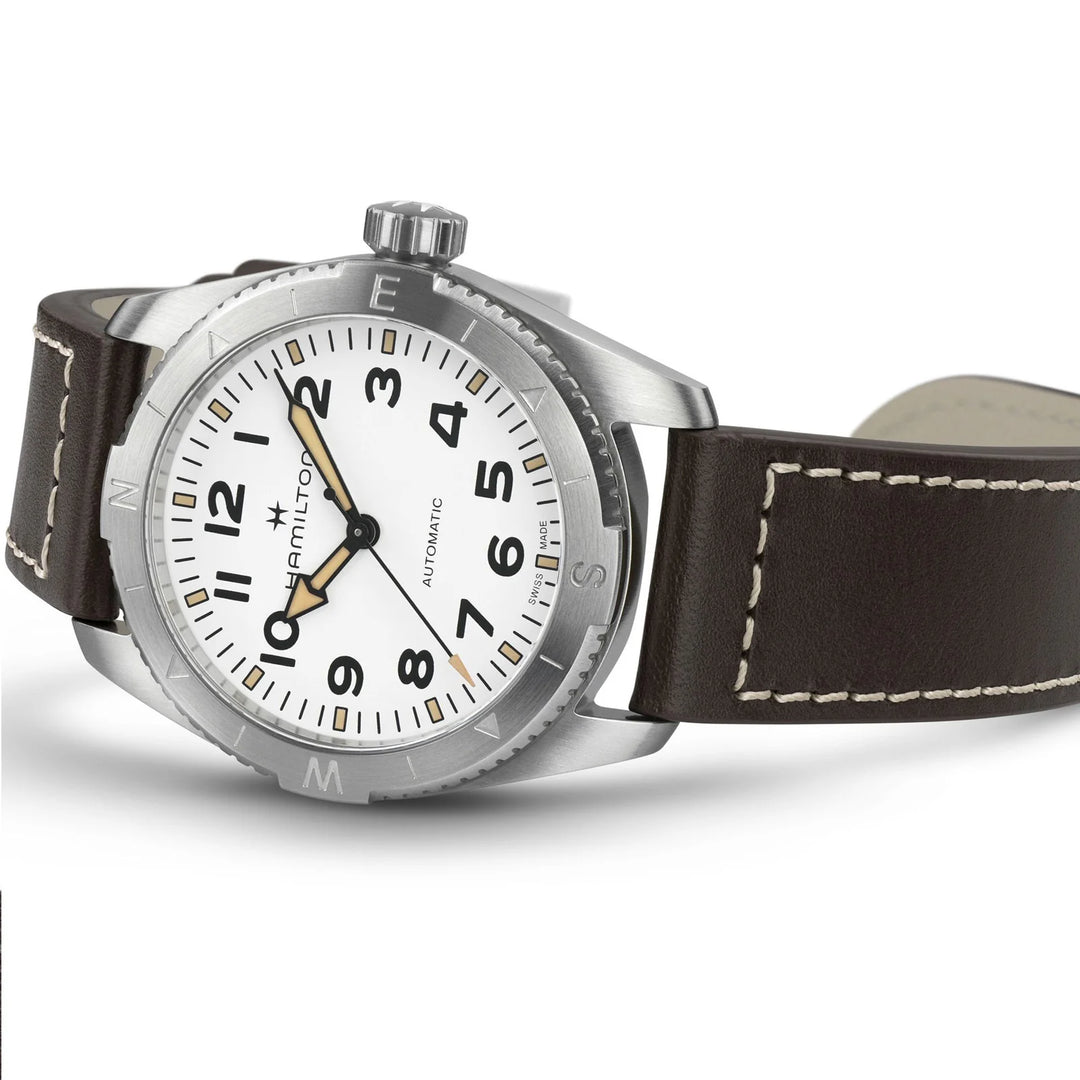 Hamilton Khaki Field Expedition H70225510 Automatic (37mm) White Dial / Brown Leather Strap Men's Watch