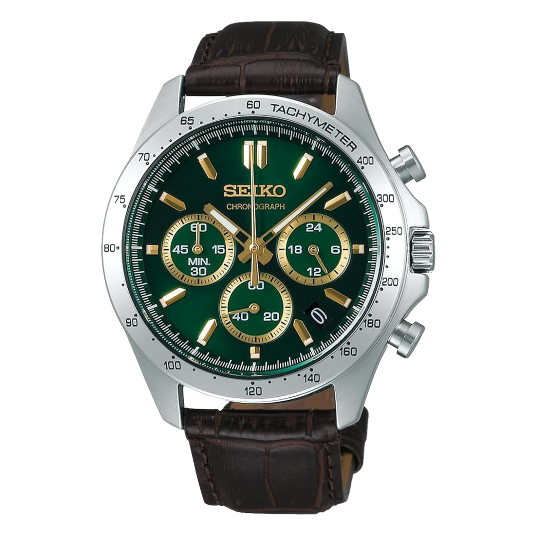 Seiko Spirit Chronograph SBTR017 ‘JDM’ Quartz Analog Green Strap Men's Watch
