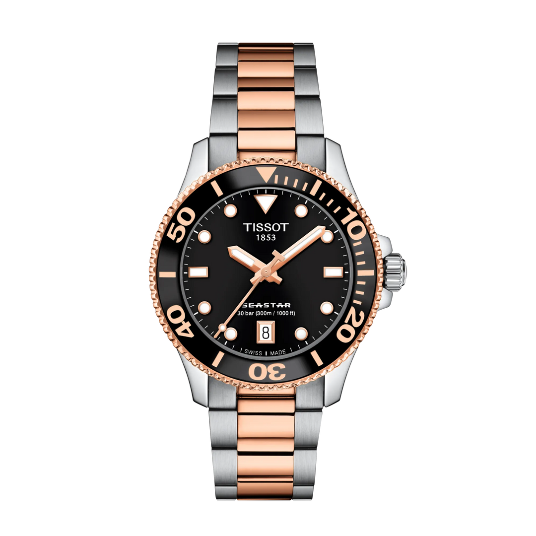 Tissot Seastar 1000 (36mm) ‘New’ T1202102205101 Black Dial / Two-Tone Stainless Steel Bracelet Men's Watch