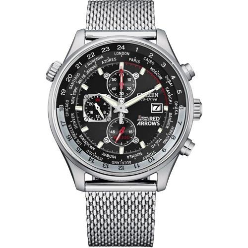 Citizen CA0080-71E Red Arrows Chronograph Stainless Steel Mesh Bracelet Eco Drive Men’s Watch