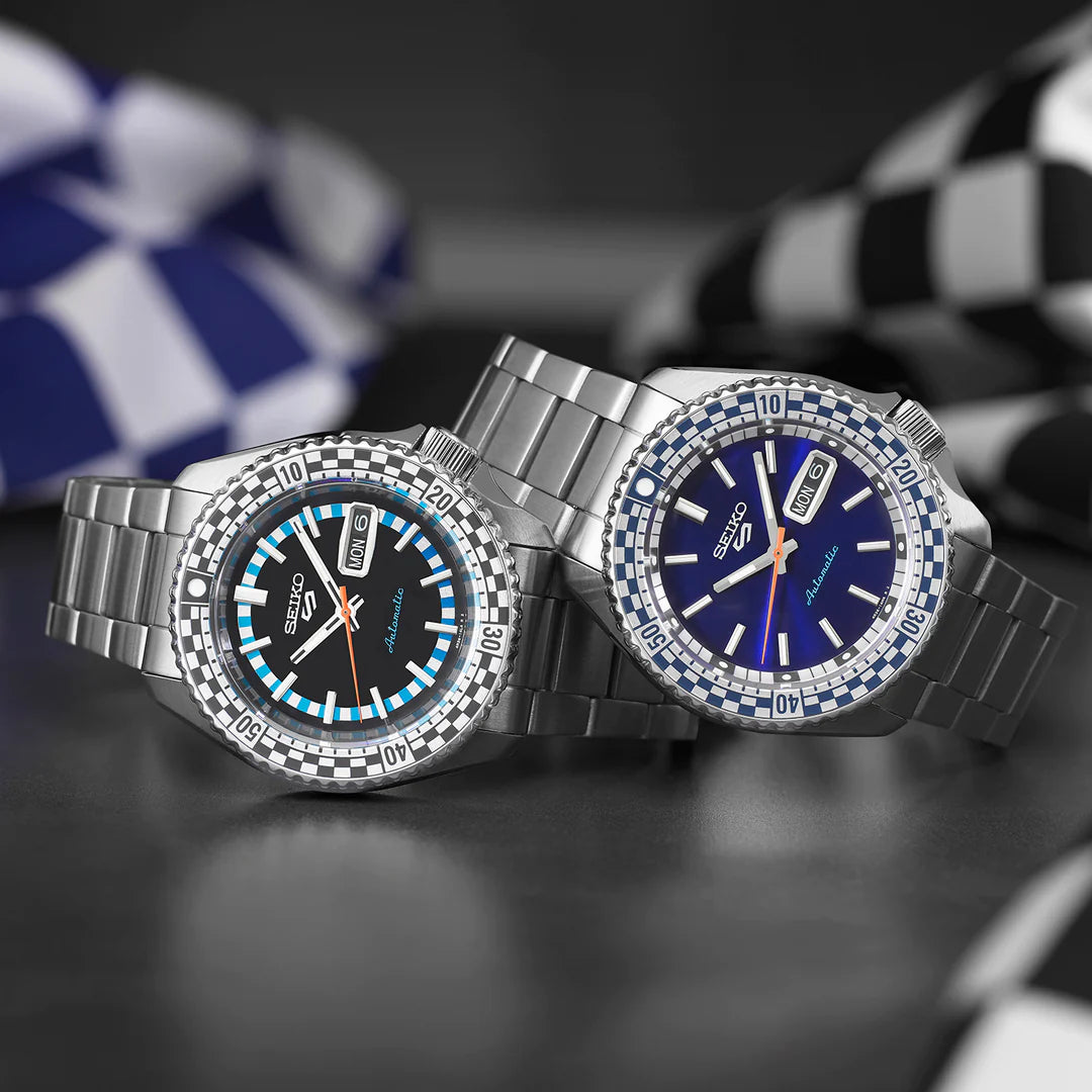 Seiko 5 Sports Petrol Blue ‘Checker Flag’ Special Edition SRPK65K1 Men's Watch