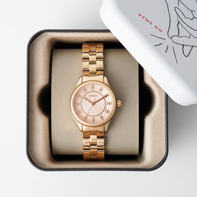 Fossil BQ1571 Modern Sophisticate Textured Dial Three-Hand Stainless Steel Rose Gold Women's Watch