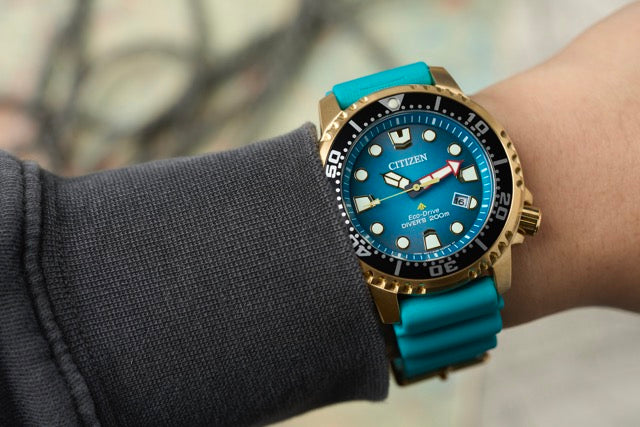 Citizen BN0162-02X Promaster Diver Eco-Drive Teal Blue Dial Blue PU Strap Men's Watch