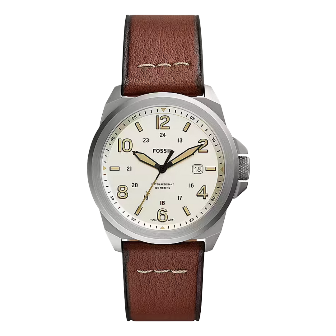 Fossil FS5919 Cream Dial Chronograph Brown Eco Leather Strap Men’s Watch