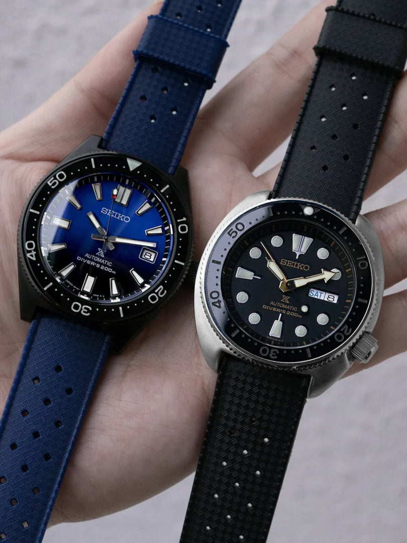 22mm Blue Premium-Grade Vulcanized Tropic Rubber Watch Strap For Seiko Divers and other Divers Waterproof
