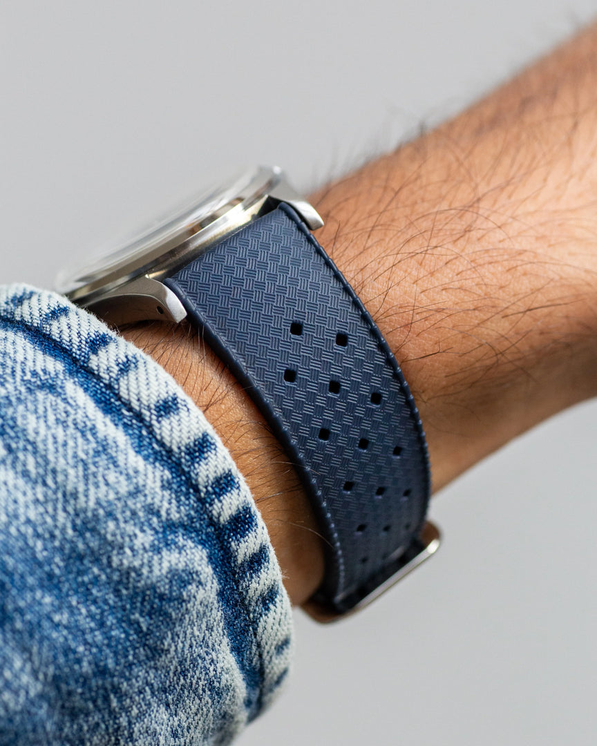 22mm Blue Premium-Grade Vulcanized Tropic Rubber Watch Strap For Seiko Divers and other Divers Waterproof