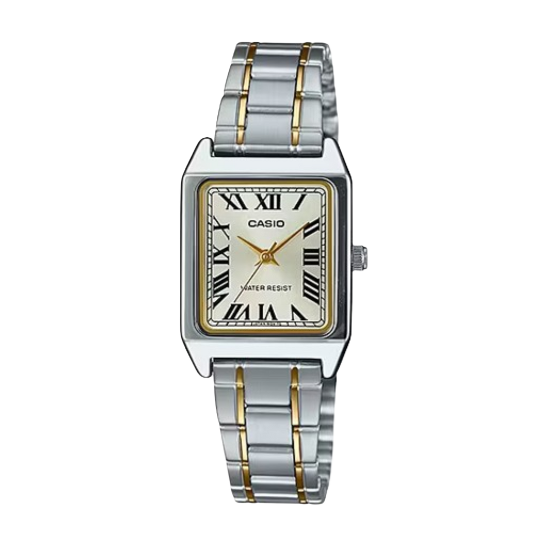 Casio LTP-V007SG-9B Cartier Tank Style Analog Quatrtz Two Tone Stainless Steel Women’s Watch