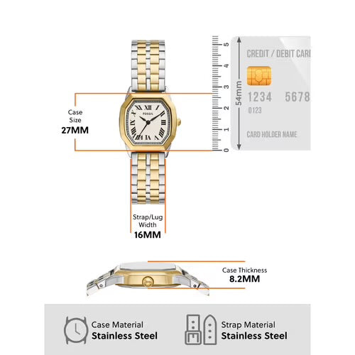 Fossil ES5362 Harlow (27mm) Cream Dial / Two-Tone Stainless Steel Bracelet Women's Watch