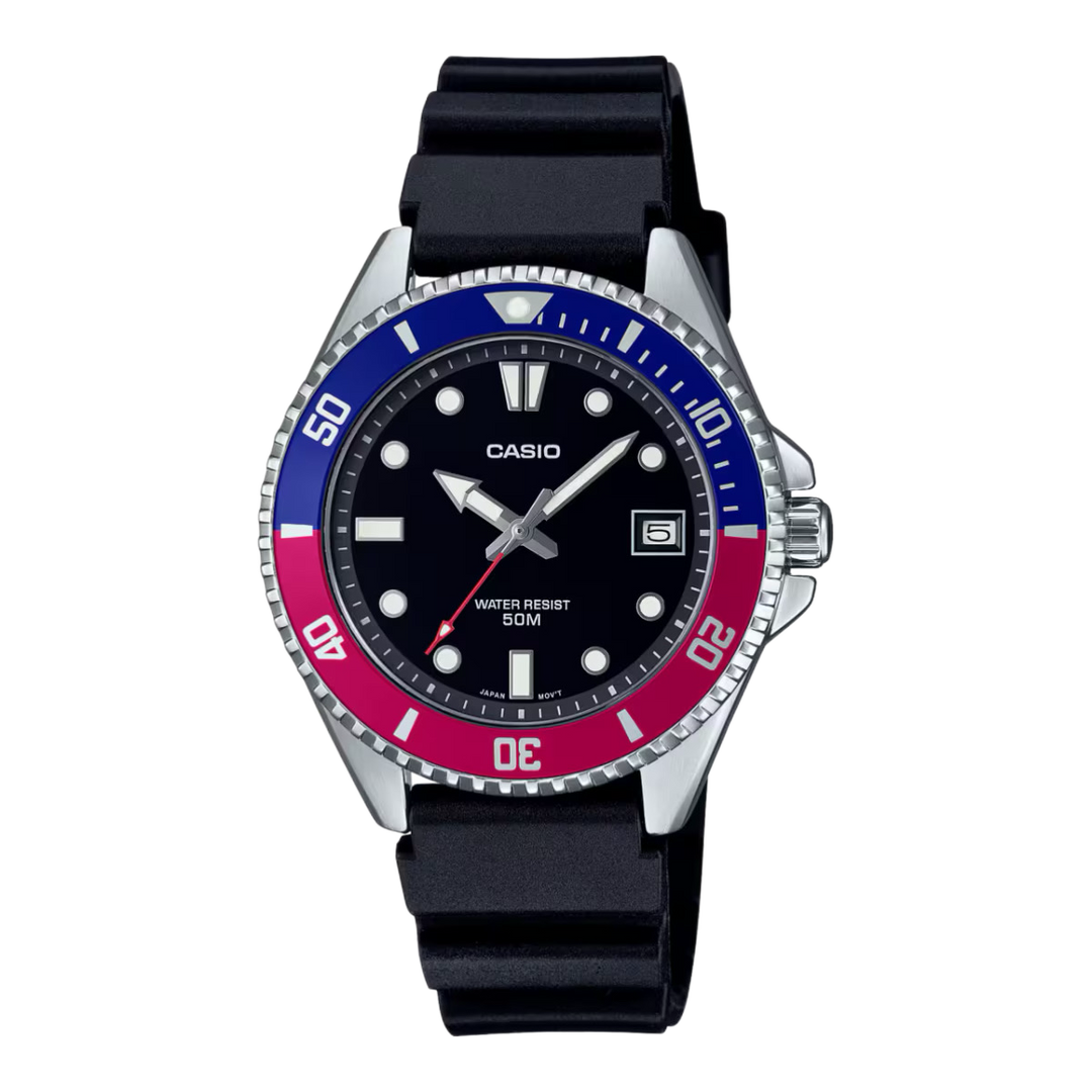 Casio Duro Mini MDV-10-1A2 Standard Analog Resin Strap Pepsi Dial Quartz Men's Watch