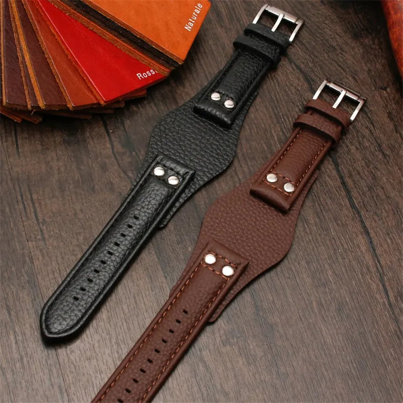 22mm Black/ Brown Genuine Leather Watch Strap for Fossil Coachman CH2564  CH2565 CH2891 CH3051 Wristband Watchband