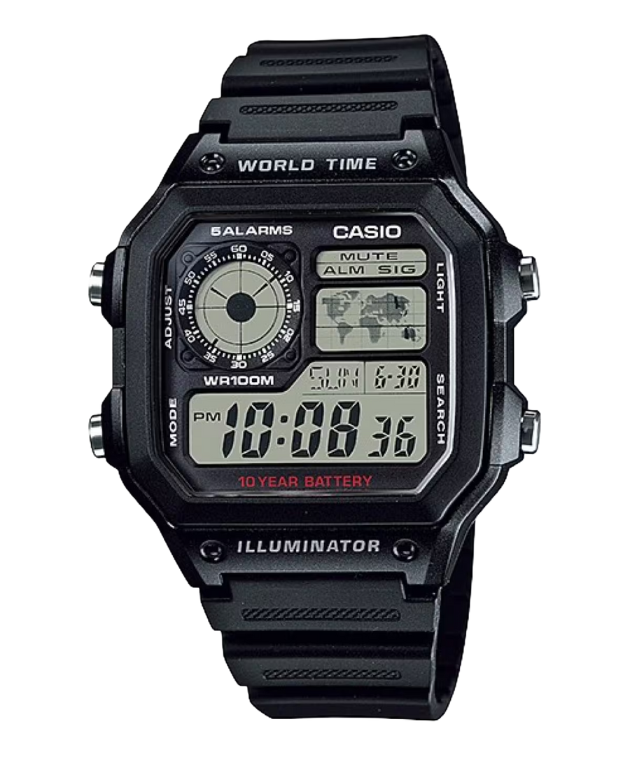 Casio AE-1200WH-1AVDF World Time Alarm Digital Men’s Resin Watch