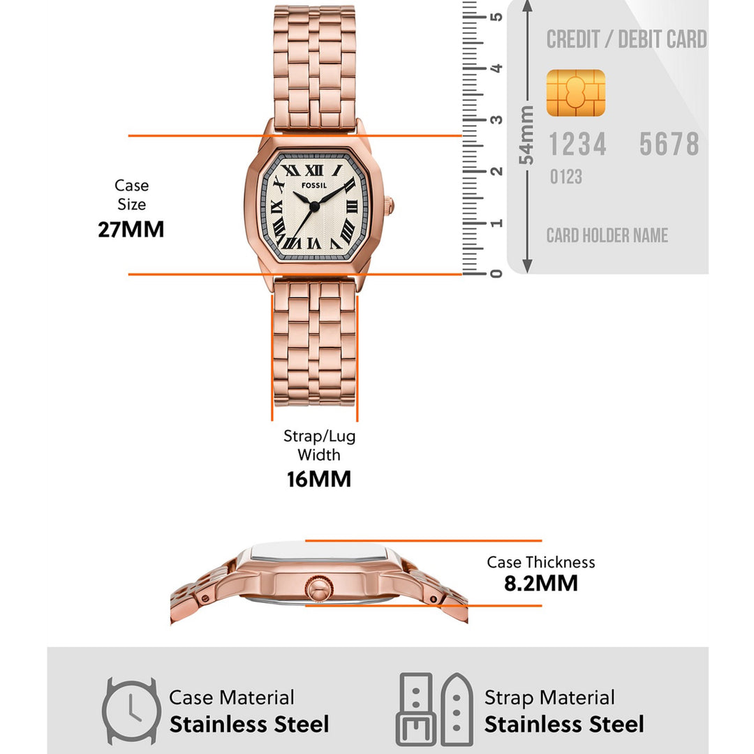 Fossil ES5386 Harlow (27mm) Cream Dial / Rose Gold-Tone Stainless Steel Bracelet Women's Watch