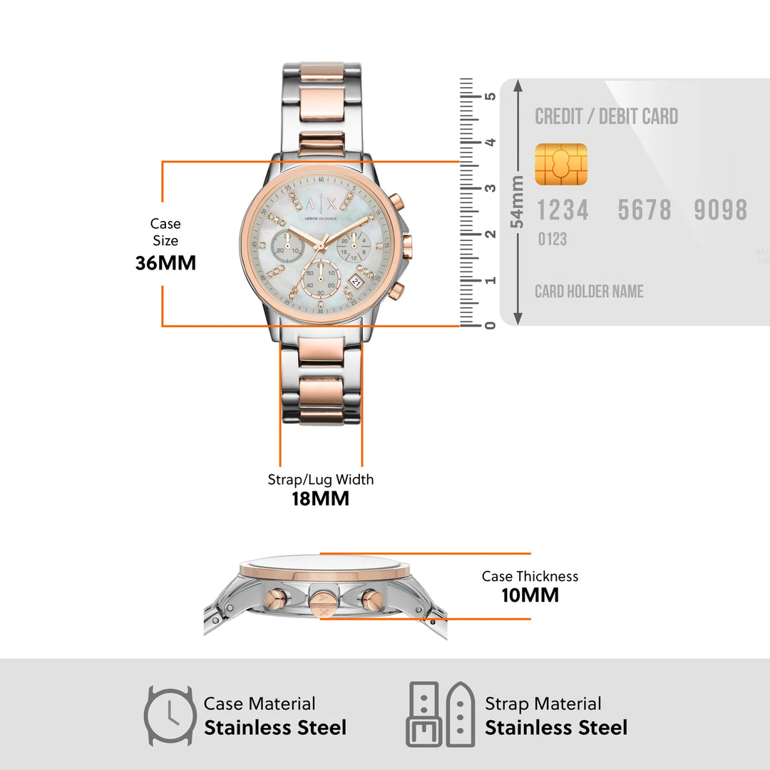 Armani Exchange AX4331 Chronograph Two Tone Bracelet Strap Women's Watch