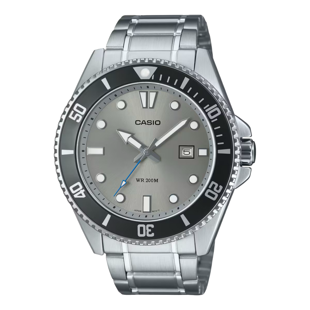 Casio Duro Diver MDV-107D-8AVDF Analogue Quartz Stainless Steel Strap Grey Dial Men's Watch