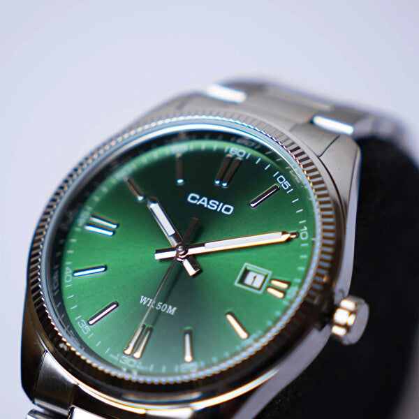 Casio Analogue Quartz Enticer Stainless Steel Green Dial MTP-1302PD-3AVEF Men's Watch