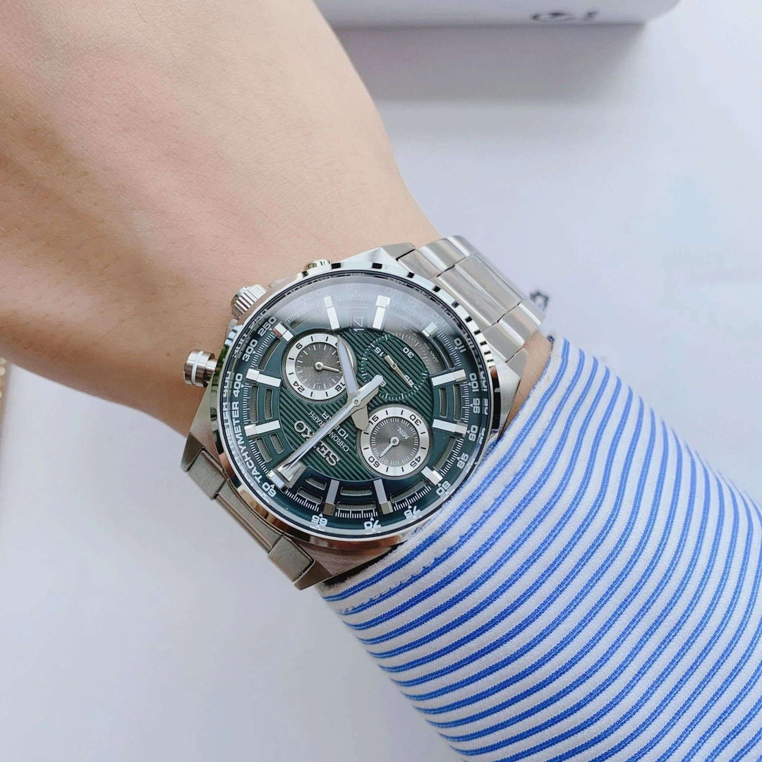 Seiko SSB405P1 ‘Urban Sports Chronograph’ Black and Green Dial Men's Watch