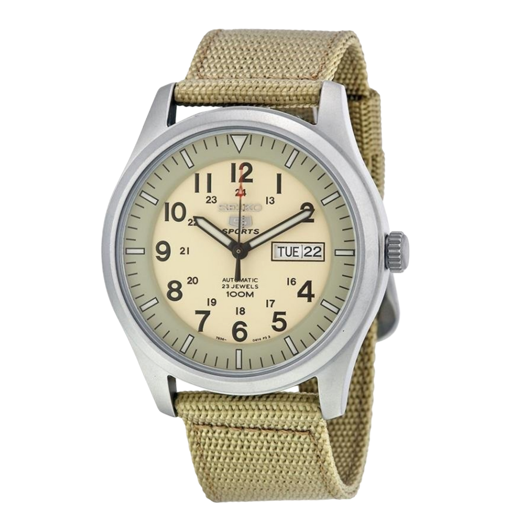 Seiko 5 Sports Military SNZG07K1 Nylon Strap Cream Dial Automatic Men's Watch