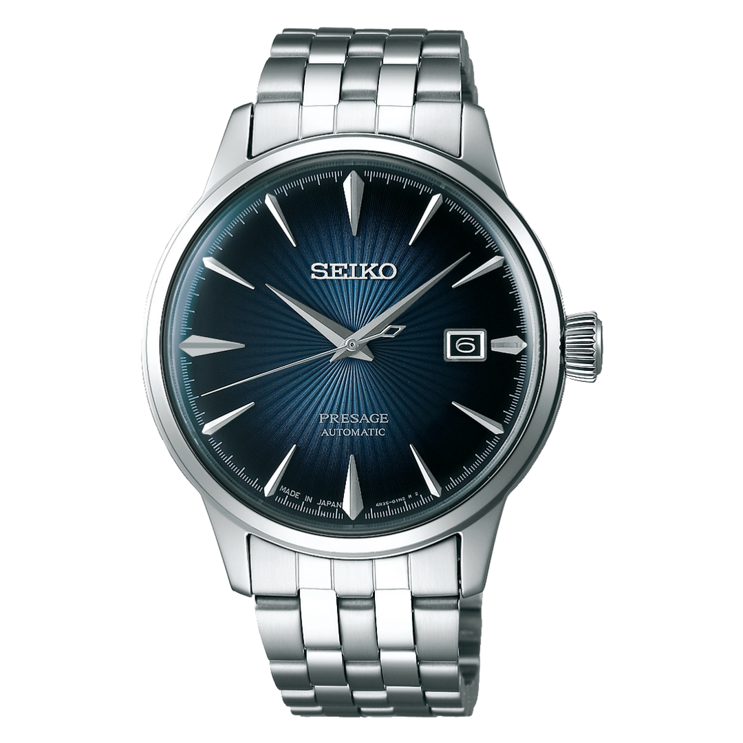 Seiko Presage Automatic SRPB41J1 Cocktail Time ‘Blue Moon’ Stainless Steel Bracelet Blue Dial Men's Watch