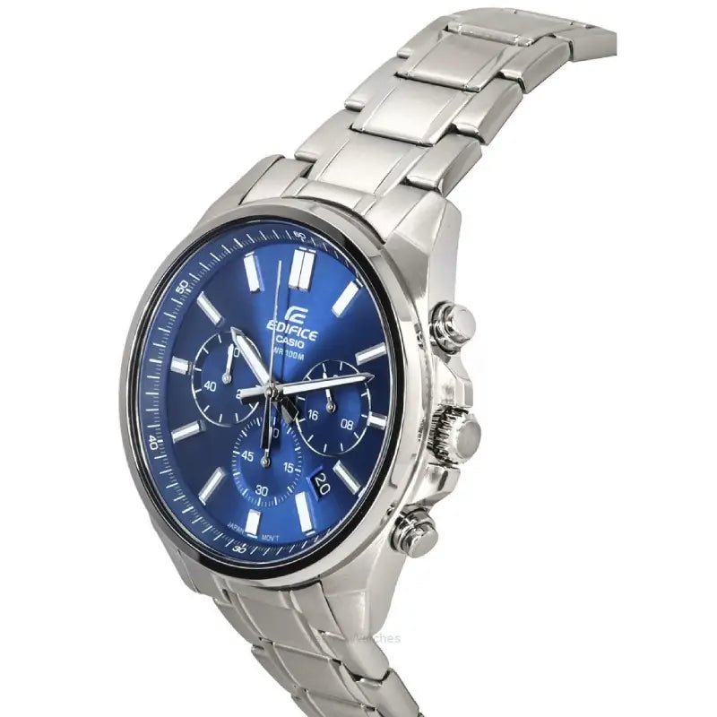 Casio EFV-650D-2A Edifice Blue Dial Chronograph Stainless Steel Mens Watch